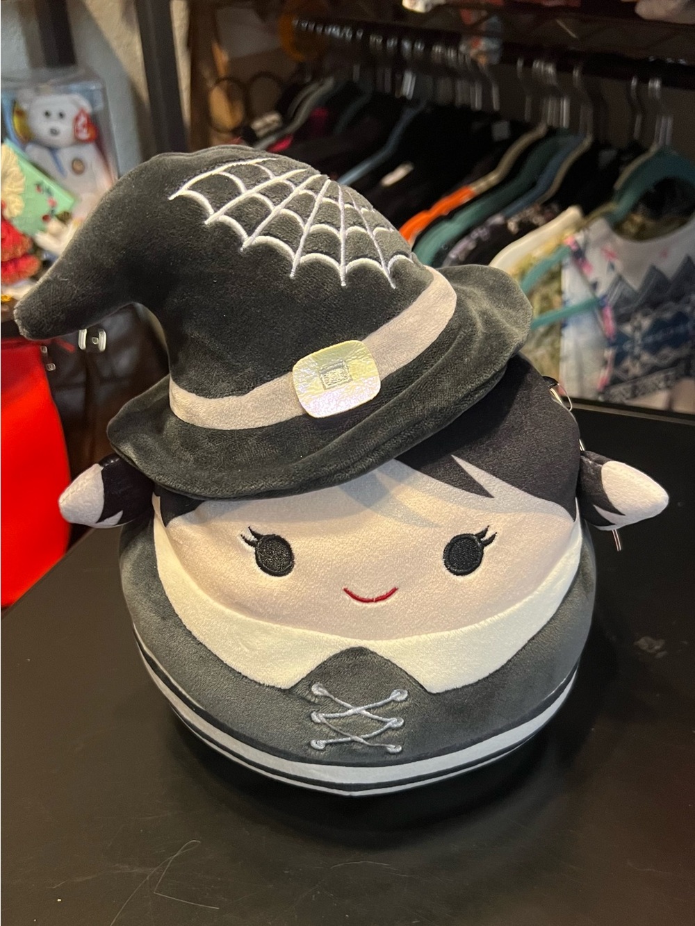 Squishmallows Black and Gray Witch Plush Hat Costume